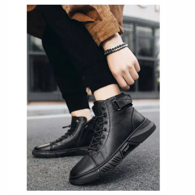 Brandon | Schwarze Leder-Schuhe mit hohem Schnitt