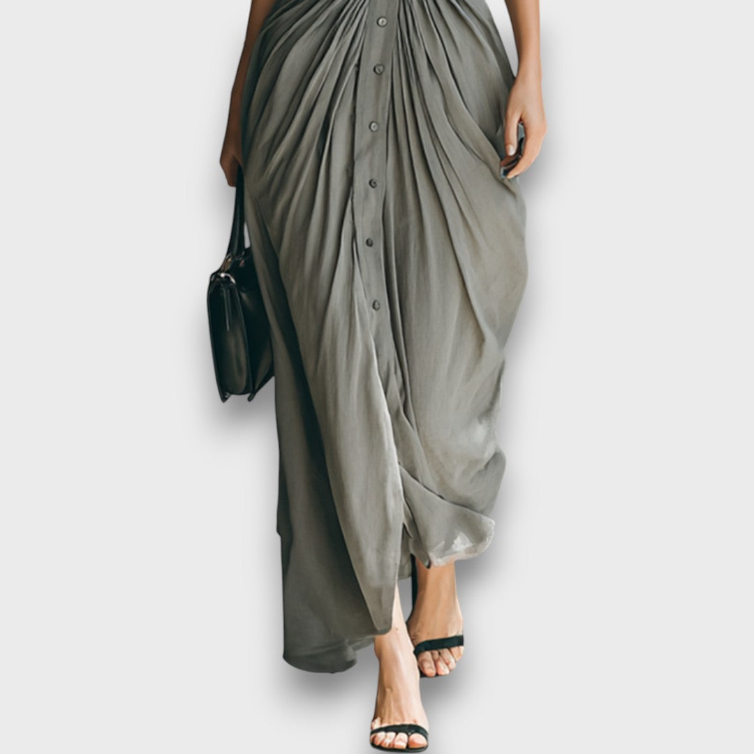 Marlenia – Maxikleid mit Kragen und Bindegürtel