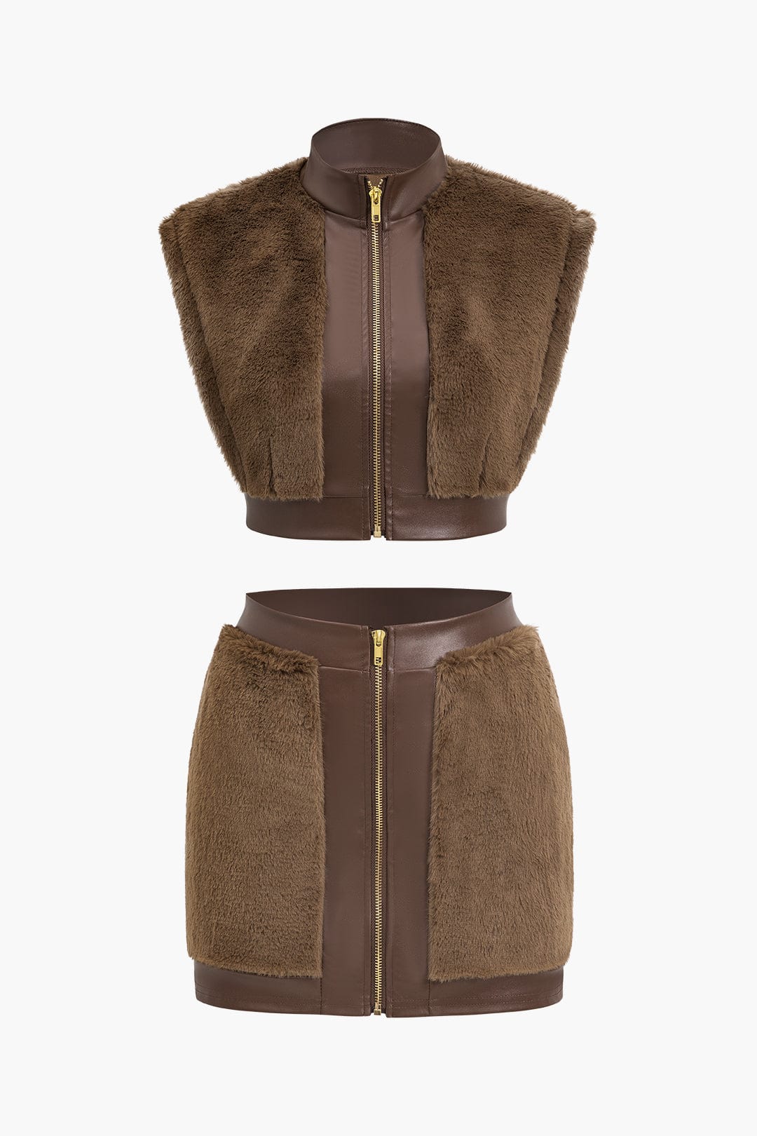 Antonia | Kunstleder-Set mit Kunstpelz-Details