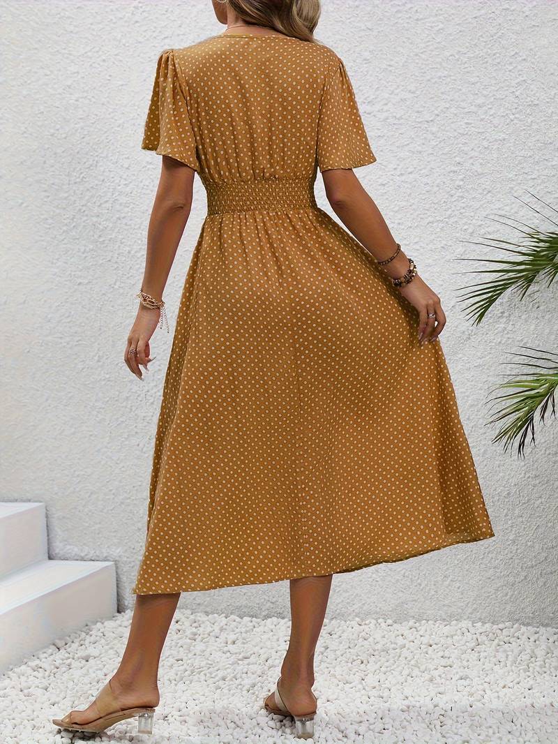 Bettina – Kurzarmkleid Damen Allover-Print Für Frühling Sommer