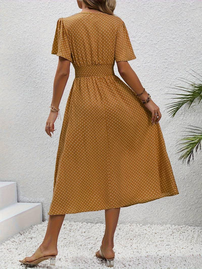 Bettina – Kurzarmkleid Damen Allover-Print Für Frühling Sommer