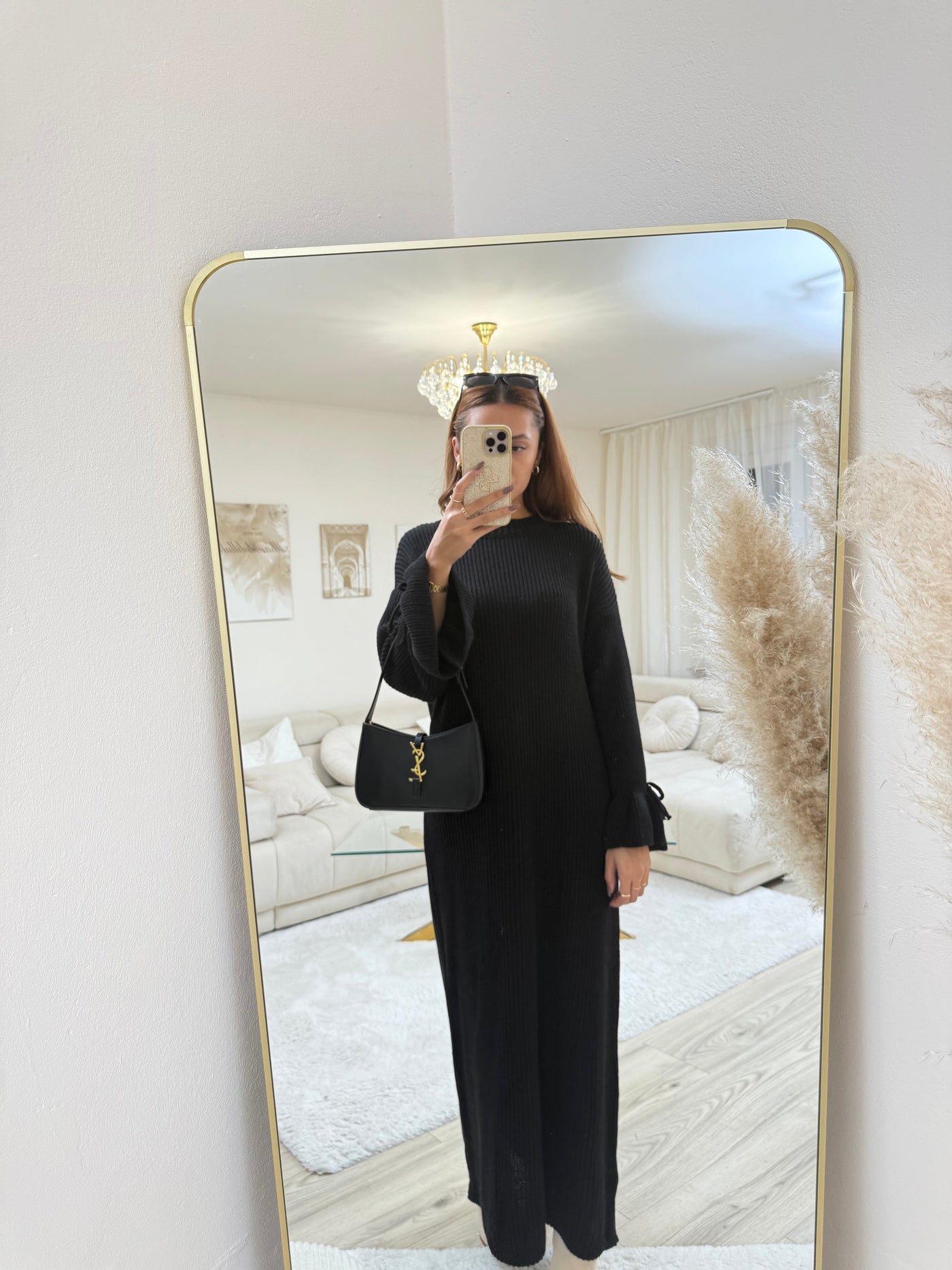 Strick-Kleid mit Ballonärmeln