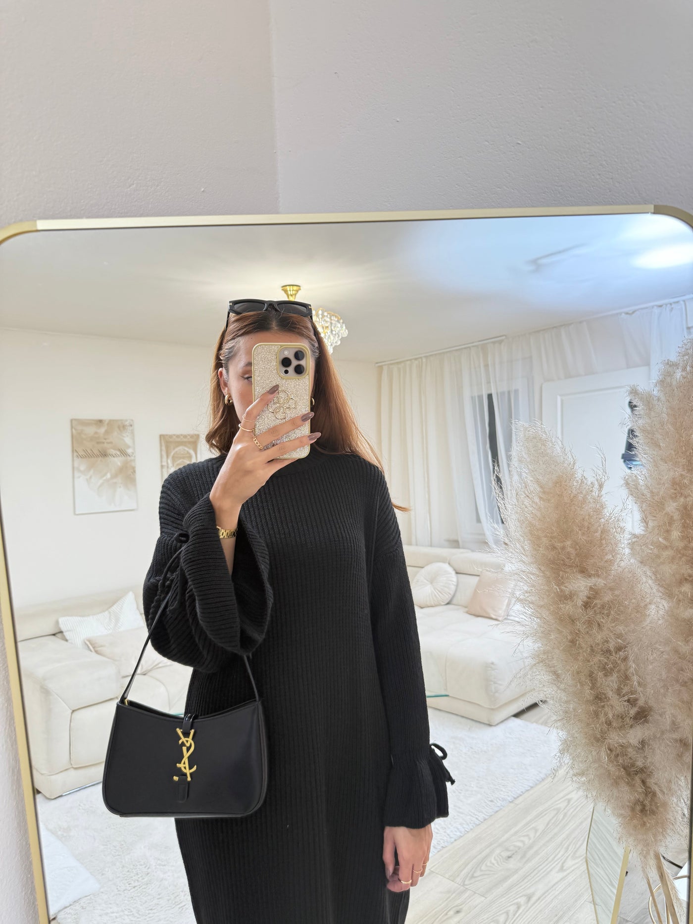 Strick-Kleid mit Ballonärmeln