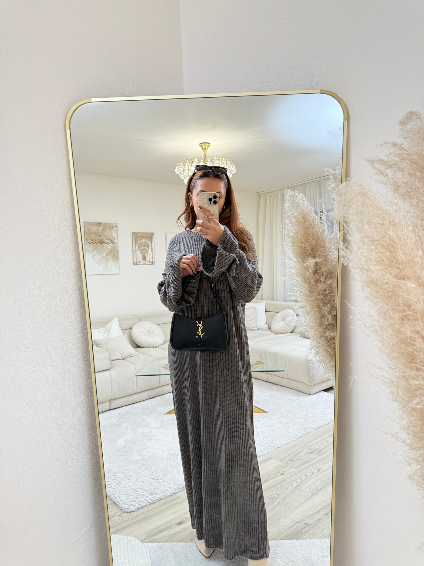 Strick-Kleid mit Ballonärmeln