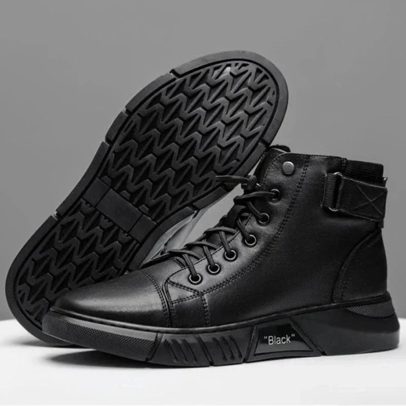 Brandon | Schwarze Leder-Schuhe mit hohem Schnitt