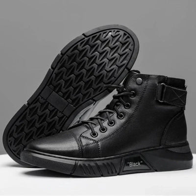 Brandon | Schwarze Leder-Schuhe mit hohem Schnitt