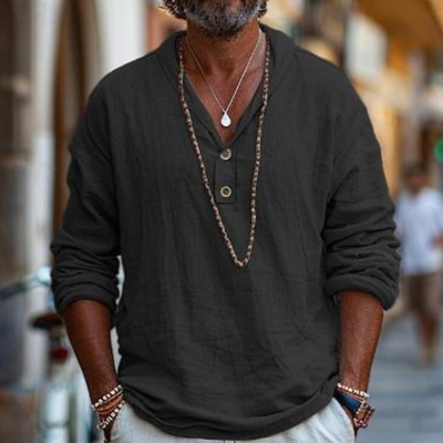 Herren Freizeithemd mit Knöpfen | Langarm Shirt im lockeren Stil