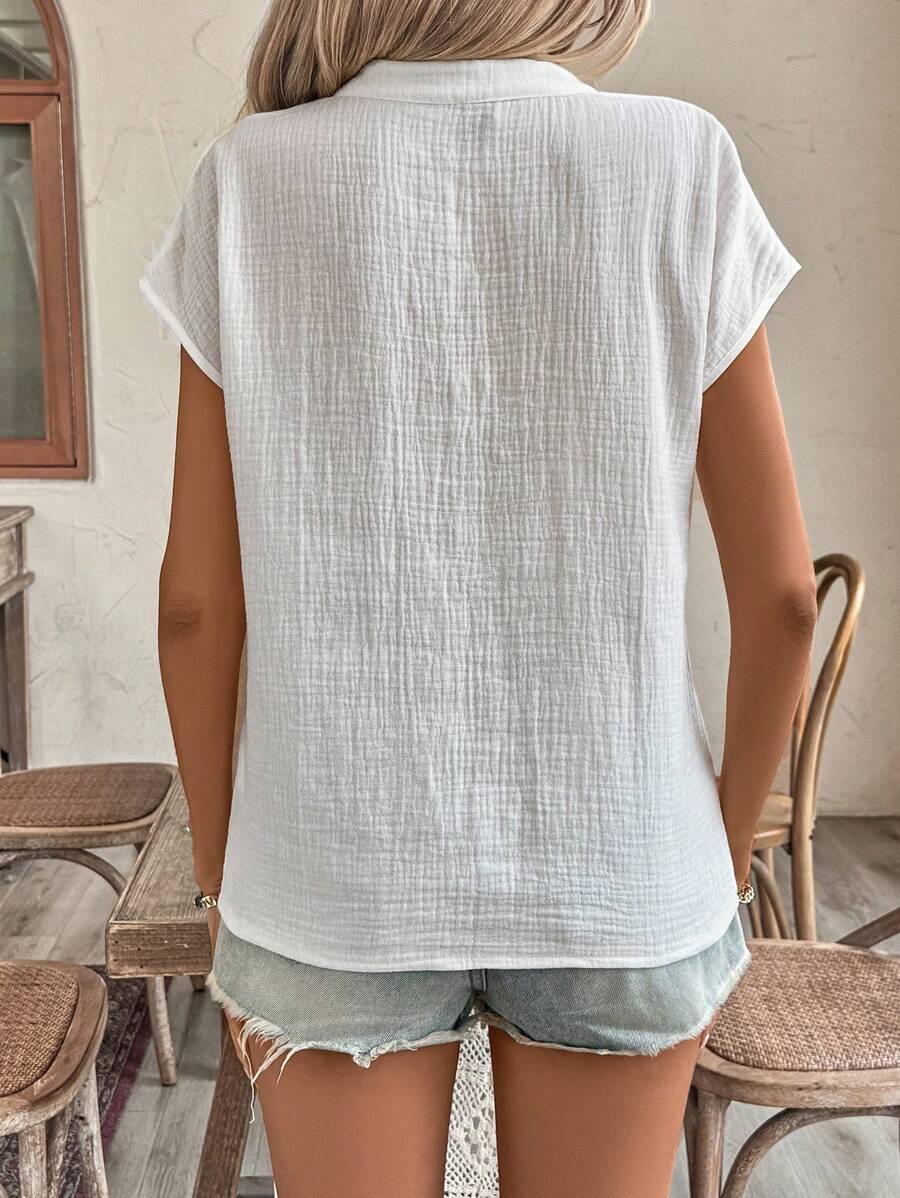 Breezaya Damen Love Stickerei V-Ausschnitt Shirt