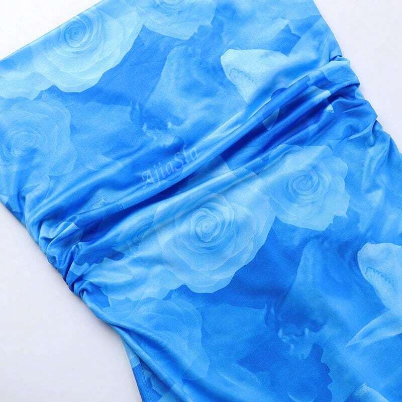 Langes Sommerkleid mit Aquarellprint & Spaghettiträgern