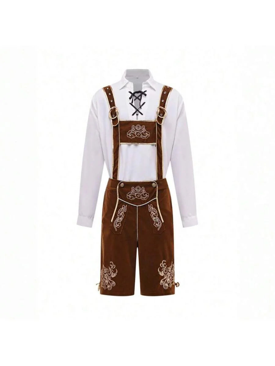 Oktoberfest Lederhosen Set für Herren – Traditionelle Trachtenhose mit Hemd