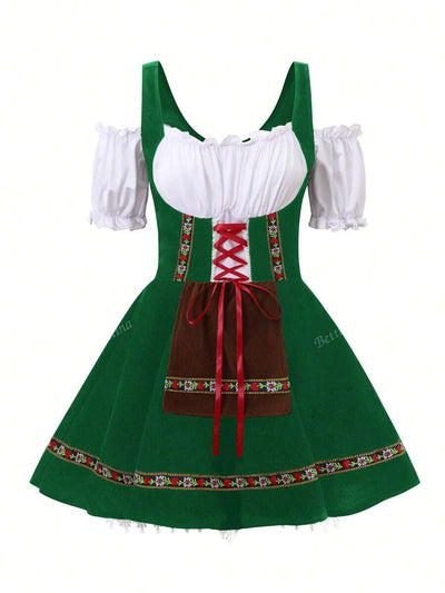 Oktoberfest Dirndl Kleid für Damen – Traditionelles Trachtenkleid mit Schürze