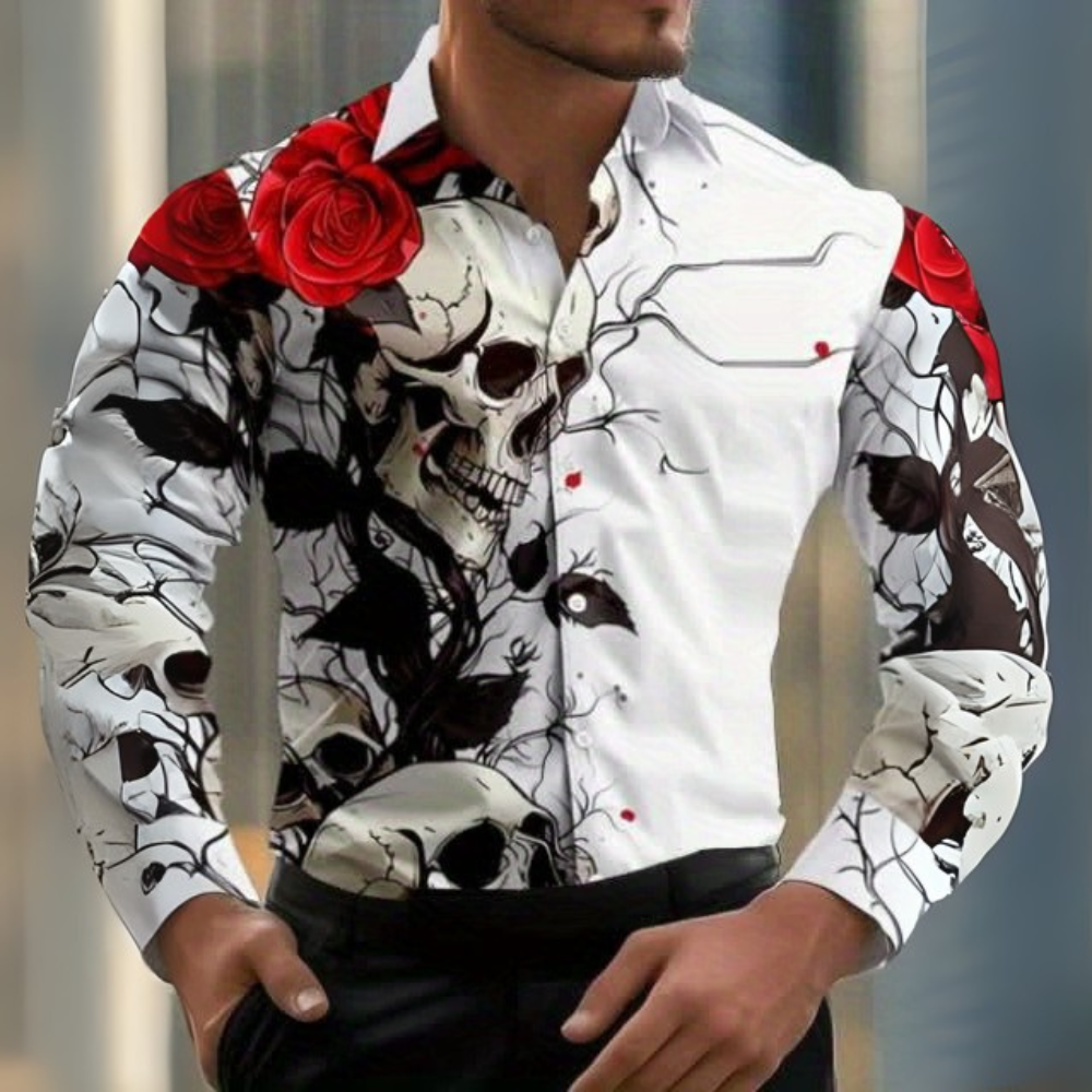 Herren Halloween-Hemd mit Print | Langarm