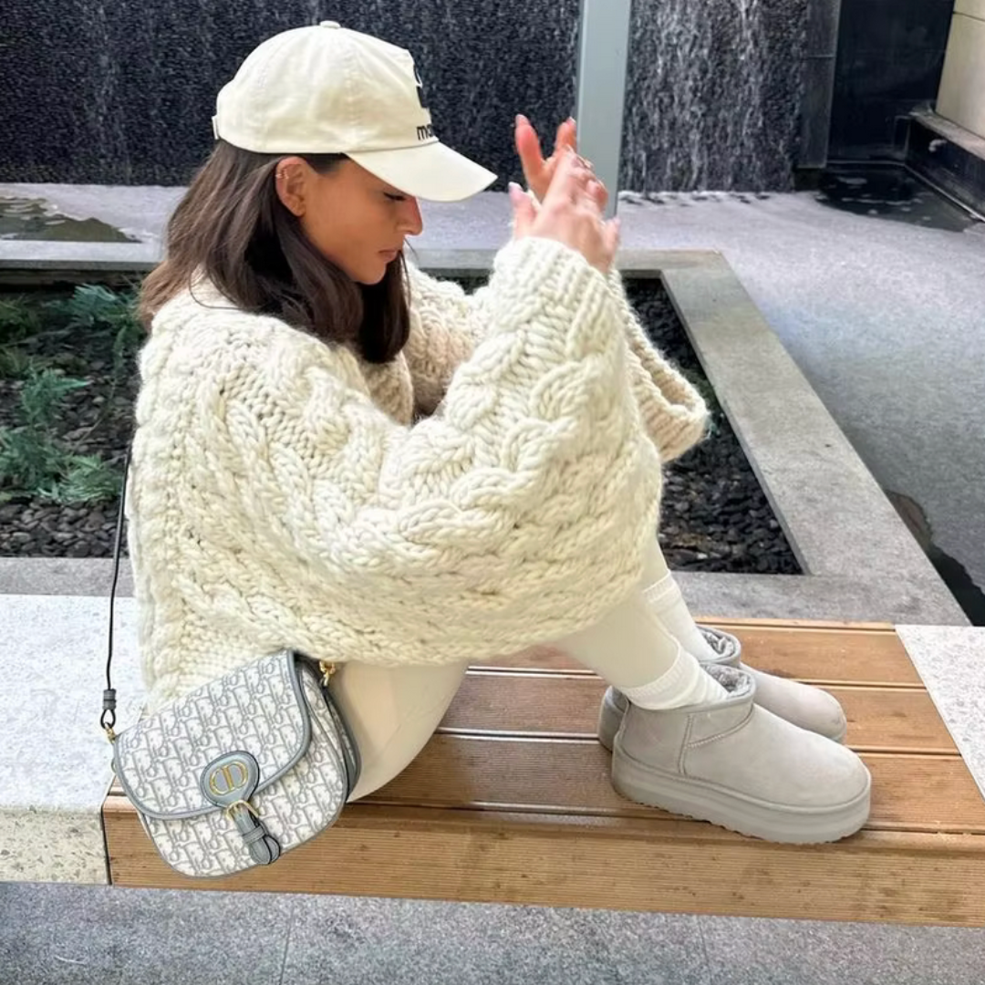 Grob gestrickter Pullover in Übergröße für Damen