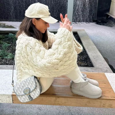 Grob gestrickter Pullover in Übergröße für Damen