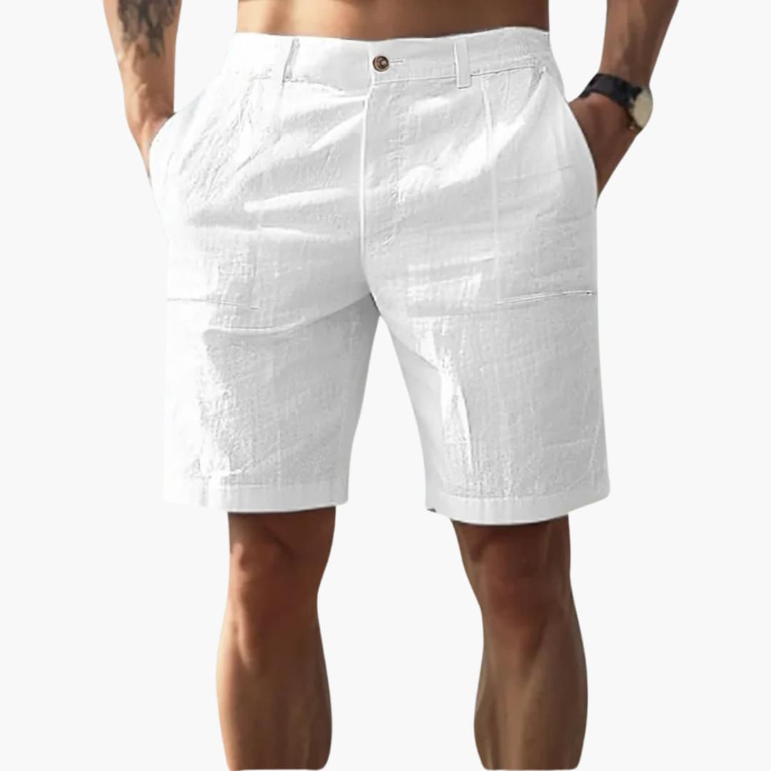 Herren Leinen Shorts mit Reißverschluss und Seitentaschen