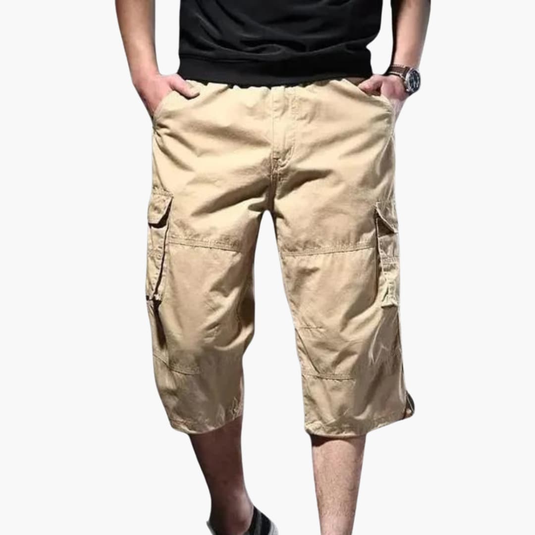 Herren 3/4 Hose mit Taschen aus leichtem Stoff für Sommer