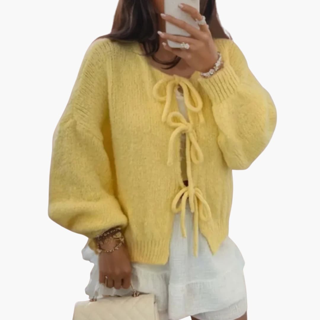 Strickjacke mit Schleifenverschluss für Damen