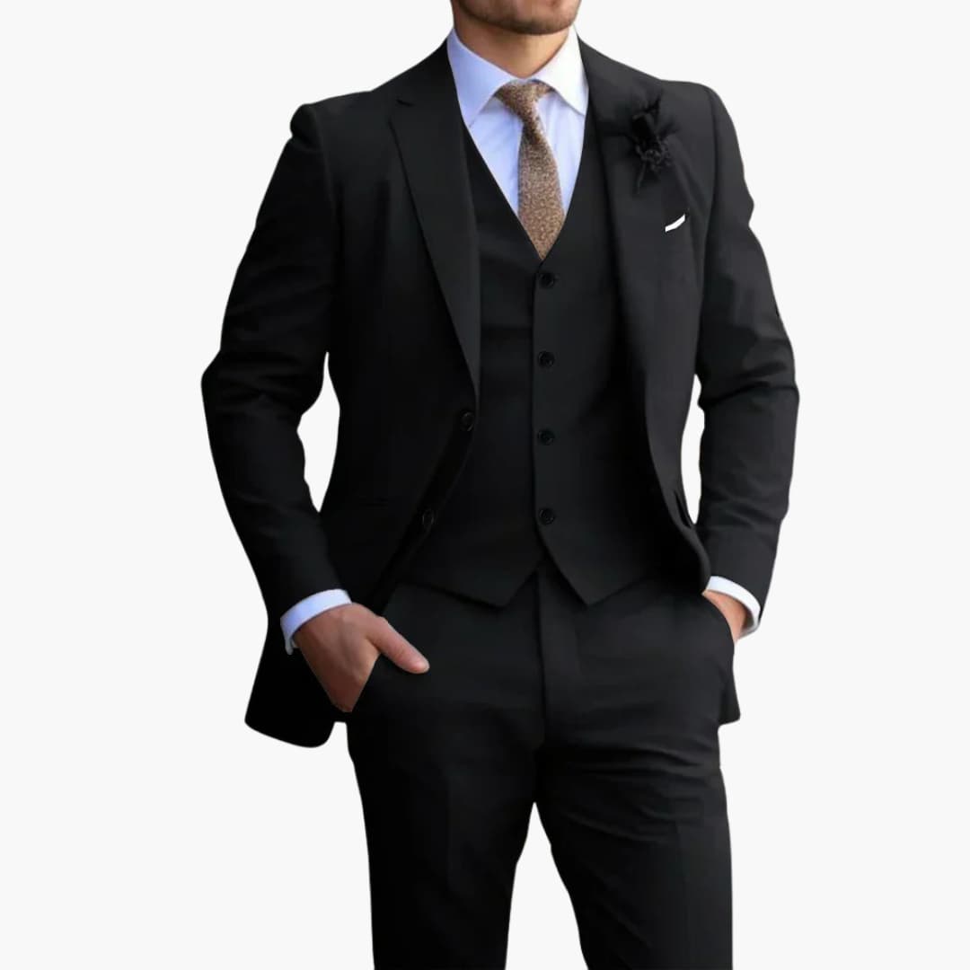 Herren Anzug Dreiteiler mit Weste und schmaler Hose