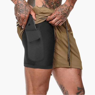 Herren Fitness Shorts mit Innentasche und Kompressionsebene