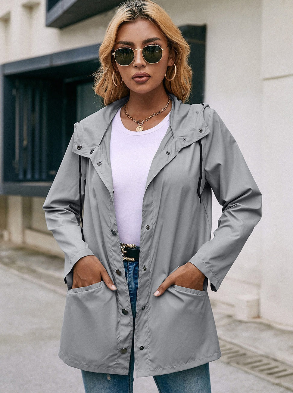 Aurora® | Lässige Jacke mit Kapuze und Knöpfen