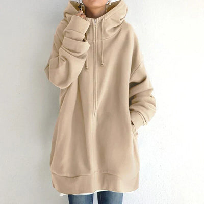Cristina® | Langer, gemütlicher Kapuzenpullover für Damen