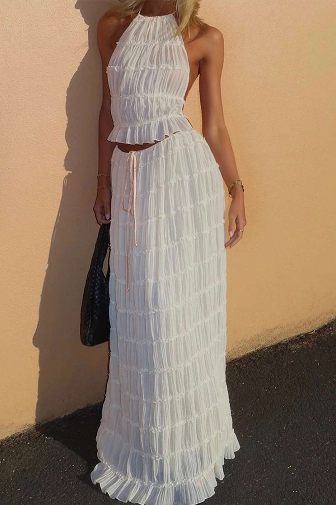 Elise | Romantisches Zweiteiler-Set mit Plissee-Top & Maxirock