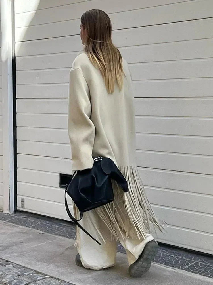 Amparo® | Eleganter und warmer Damen-Wollmantel mit Quastenfransen