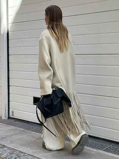 Amparo® | Eleganter und warmer Damen-Wollmantel mit Quastenfransen