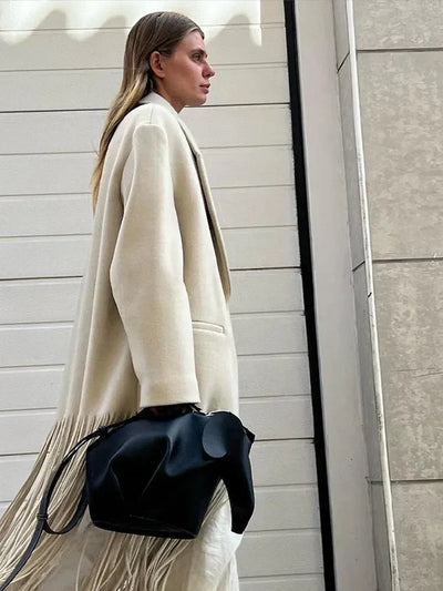 Amparo® | Eleganter und warmer Damen-Wollmantel mit Quastenfransen