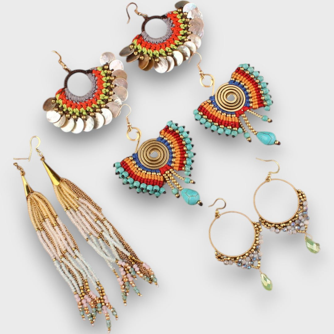 Isalda – Vintage Ohrringe mit Holz & Perlen