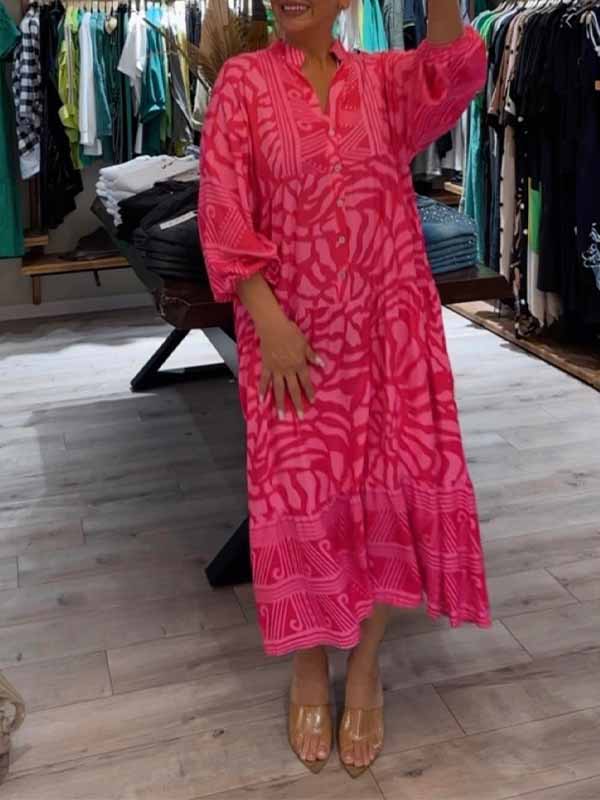 Elka™ - Weites bedrucktes V-Ausschnittkleid für Frauen