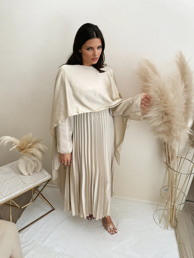 Satin Plissee Maxikleid