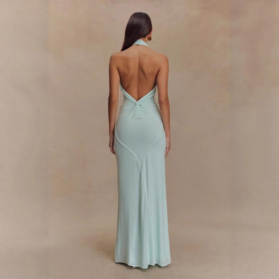 Faera | Drapiertes Langes Neckholder-Kleid