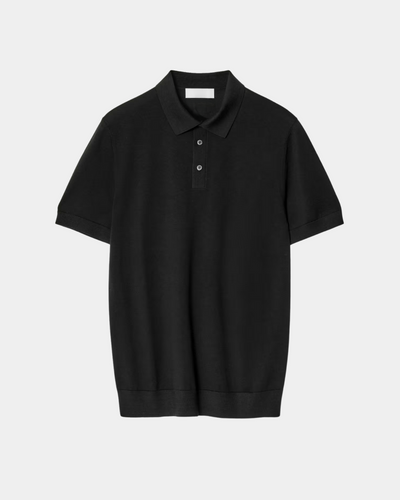 Poloshirt aus Seidenstrick – Schwarz