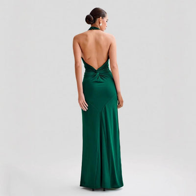 Faera | Drapiertes Langes Neckholder-Kleid