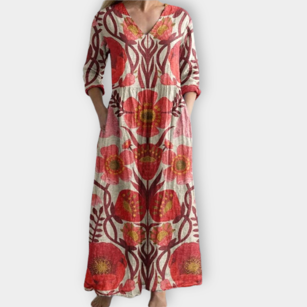 Adelgundis | Boho Maxikleid aus luxuriösem, weichem Stoff