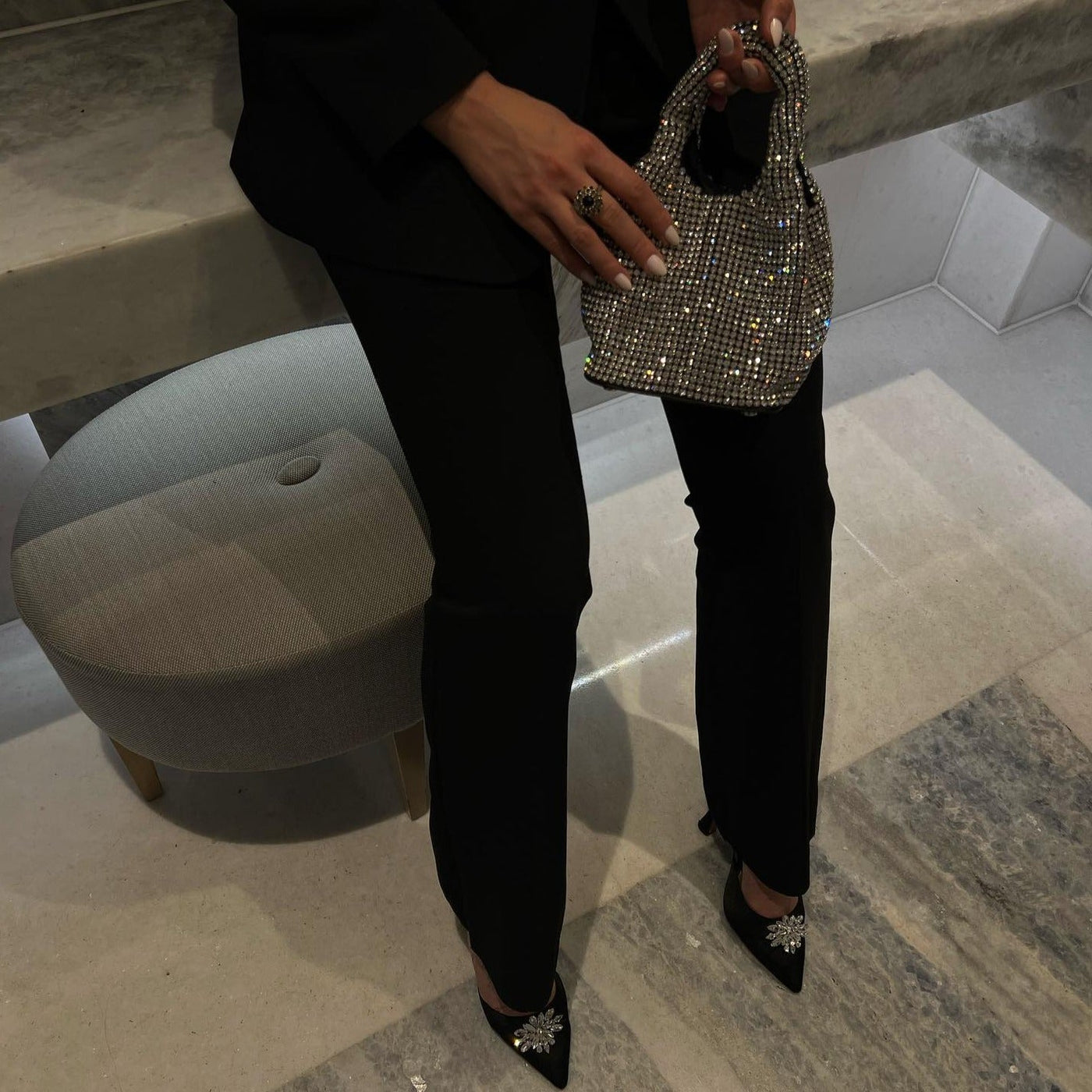 Glitzernde Strass Abendtasche Damen – Mini Clutch mit Schulterkette