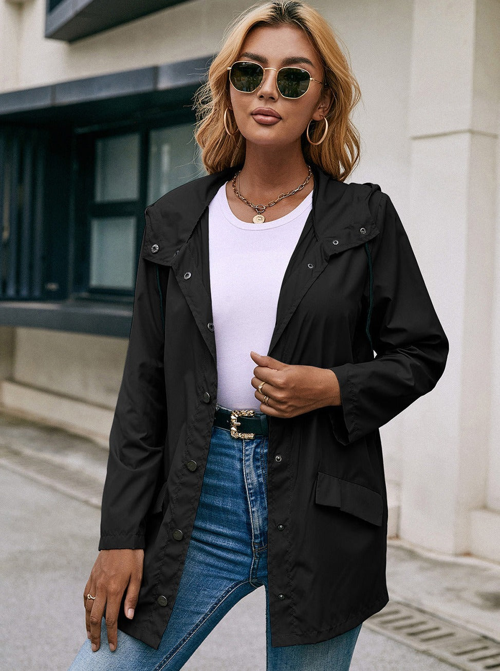 Aurora® | Lässige Jacke mit Kapuze und Knöpfen