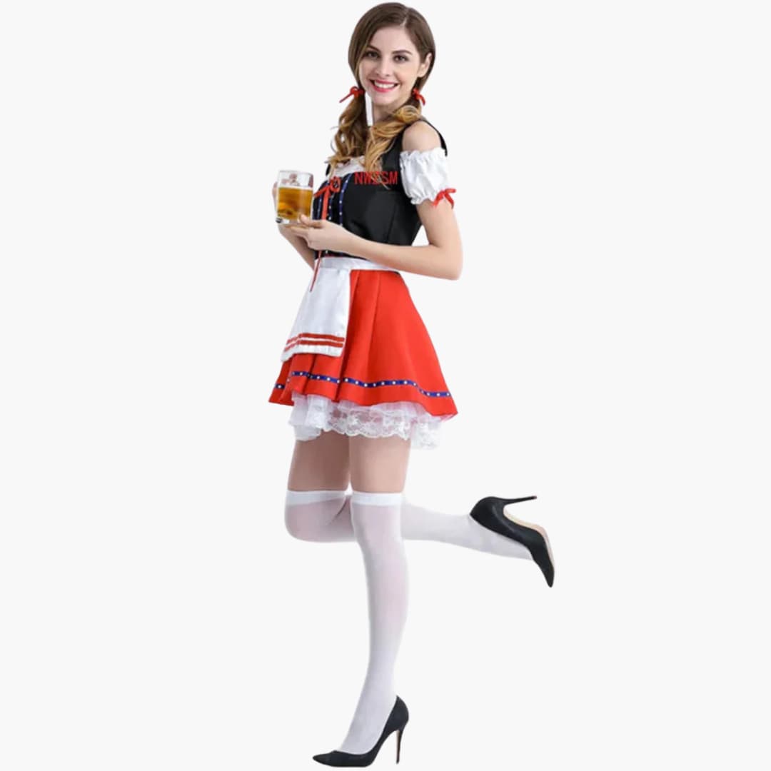 Spitzenverziertes Dirndl kleid für Damen - Oktoberfest 2025