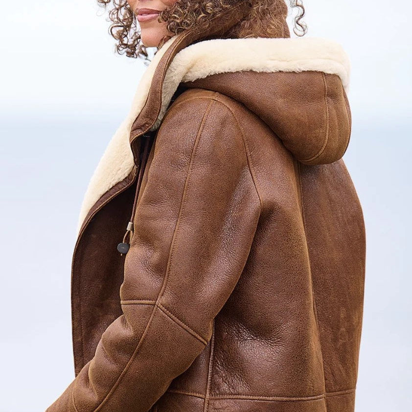 Andrea | Lange, warme Damen-Kapuzenjacke für kühle Tage