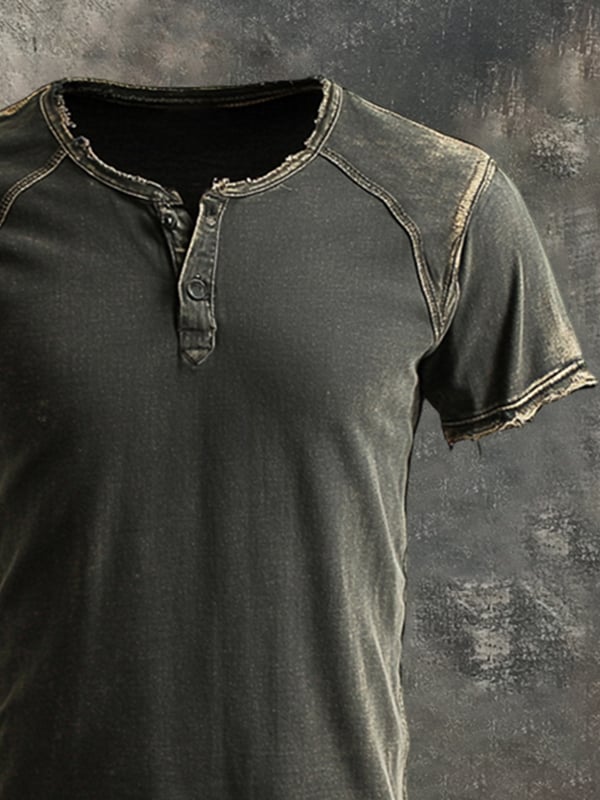 Herren T-Hemd Im Vintage Schau Kurzärmelig Gewaschen Und Im Gebrauchter Schau