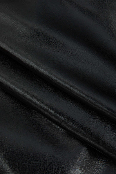 Danica | Eleganter Midirock mit asymmetrischem Kunstleder und Leinen-Design