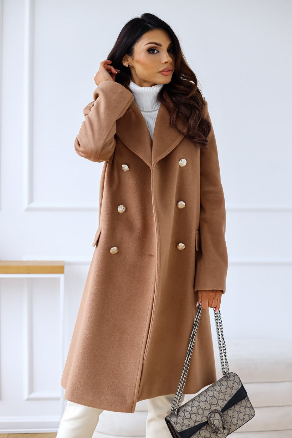 Eleganter Damen Winter-Trenchcoat – Reverskragen & Doppelreiher – Warm