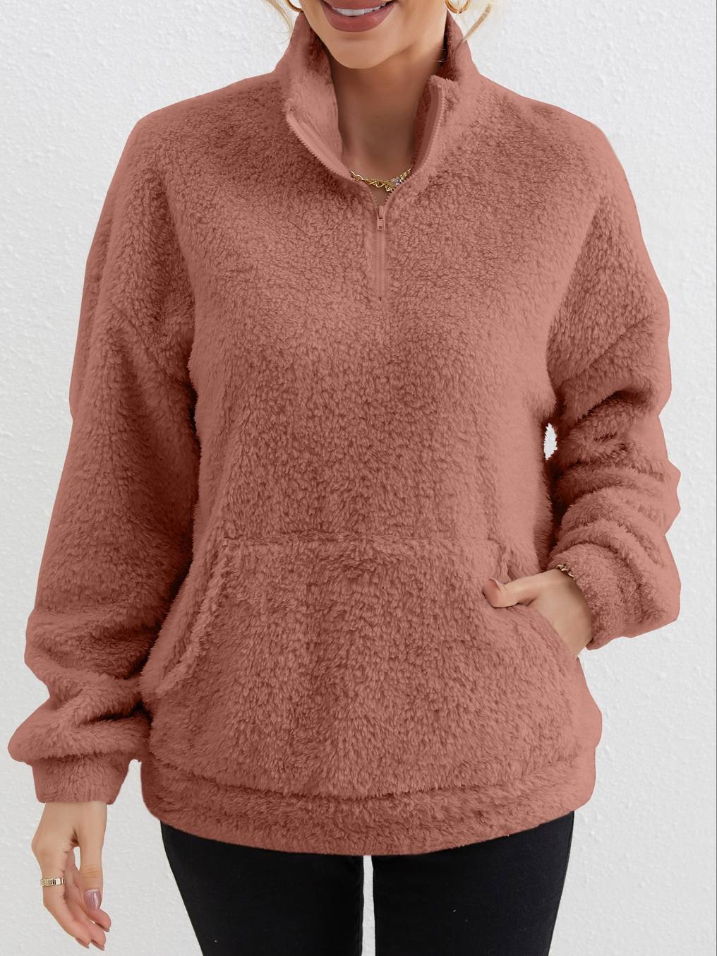 Delia® | Pullover-Reißverschluss-Sweatshirt