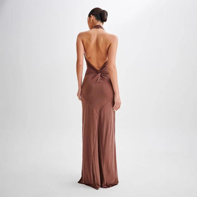Faera | Drapiertes Langes Neckholder-Kleid