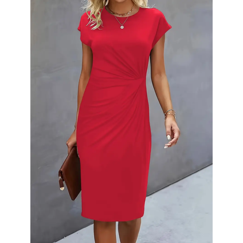Elegantes Midi-Kleid Damen Kurzarm – Business & Anlass