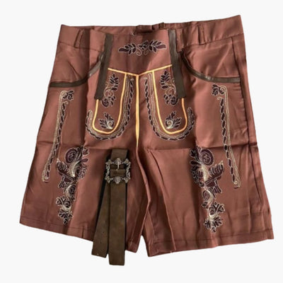 Bestickte Lederhose mit Gürtel für Herren - Oktoberfest 2025