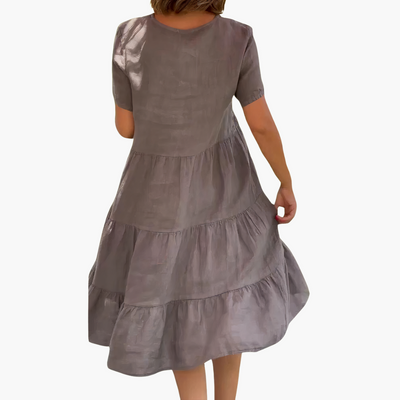 Fließendes V-Ausschnitt-Kleid für Damen - entspannte Passform