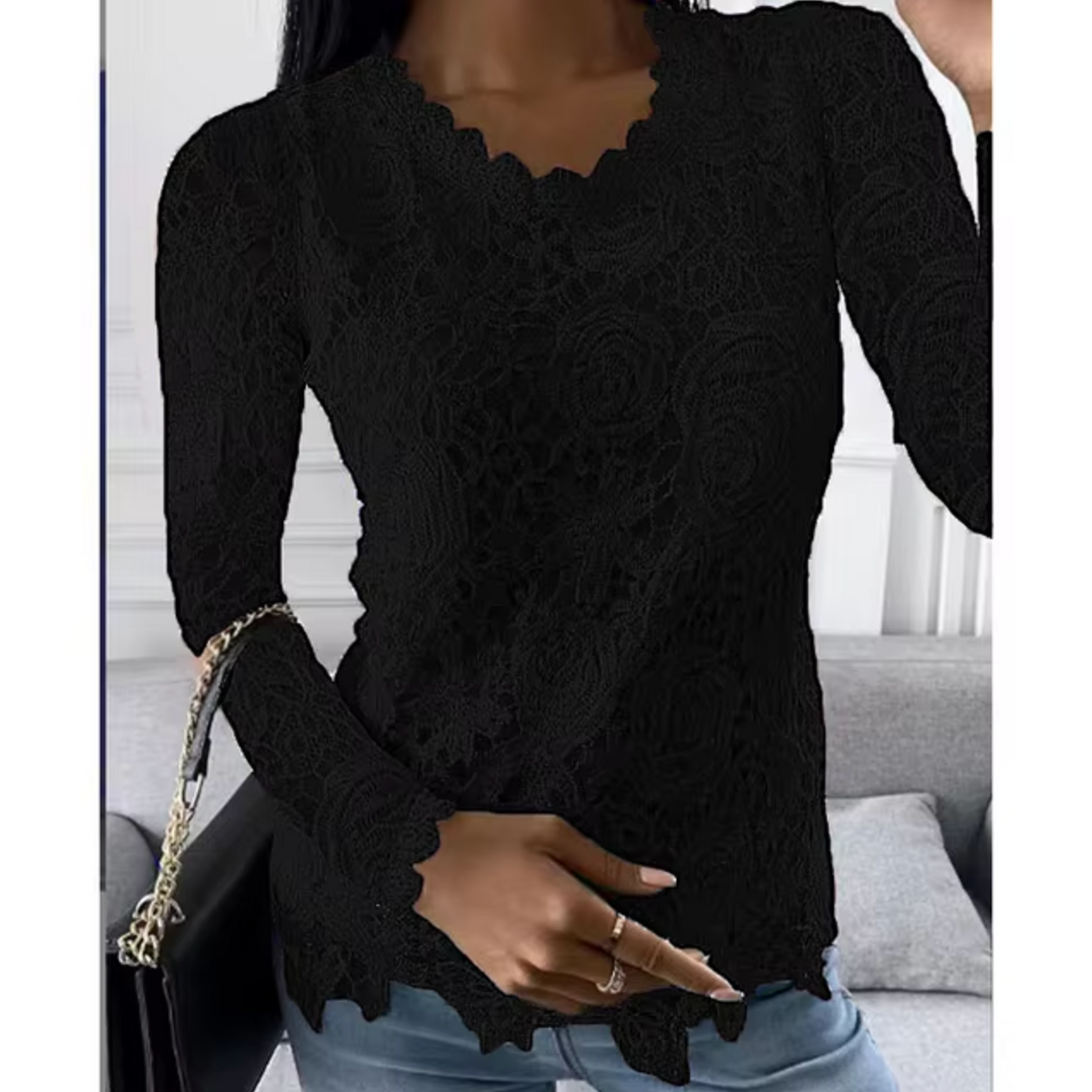 Hallie – elegantes Spitzentop mit blumenmuster