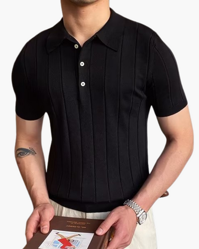 Ian | Business casual Herren Slim Fit Strick-Poloshirt mit Gerippt Muster